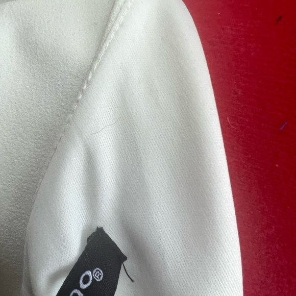 Elegant White Dress Bell Sleeves black white ribbon detail Sharagano Size 12 - Picture 6 of 6